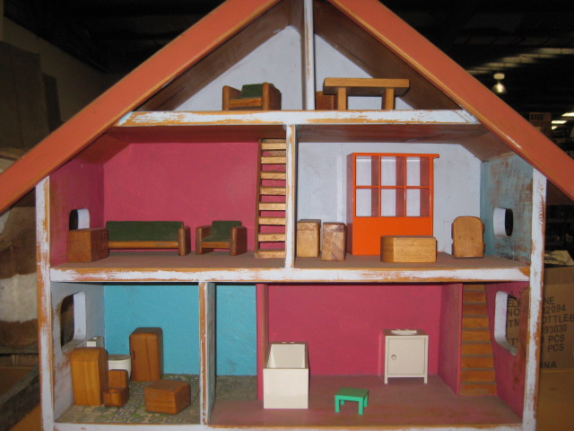 DOLL'S HOUSE, Large Wooden - Painted